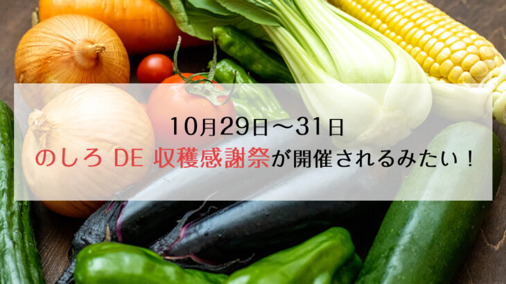 【10月29日〜31日】能代市柳町で「のしろ DE 収穫感謝祭」が開催されるみたい！