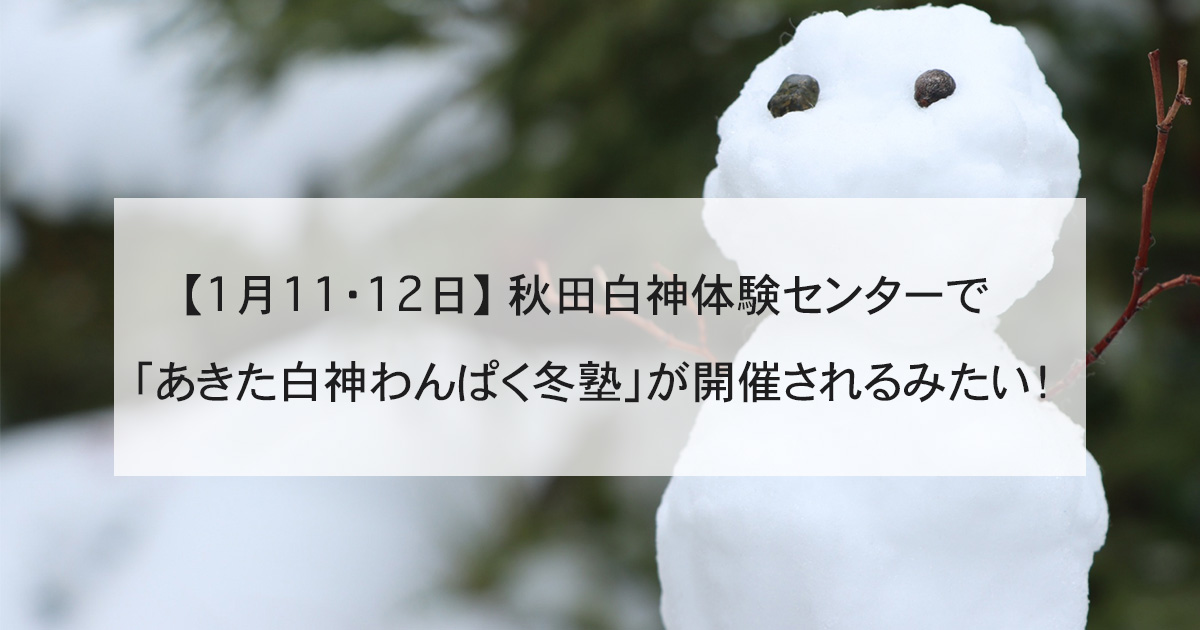 【1月11・12日】あきた白神体験センターで「あきた白神わんぱく冬塾」が開催されるみたい！