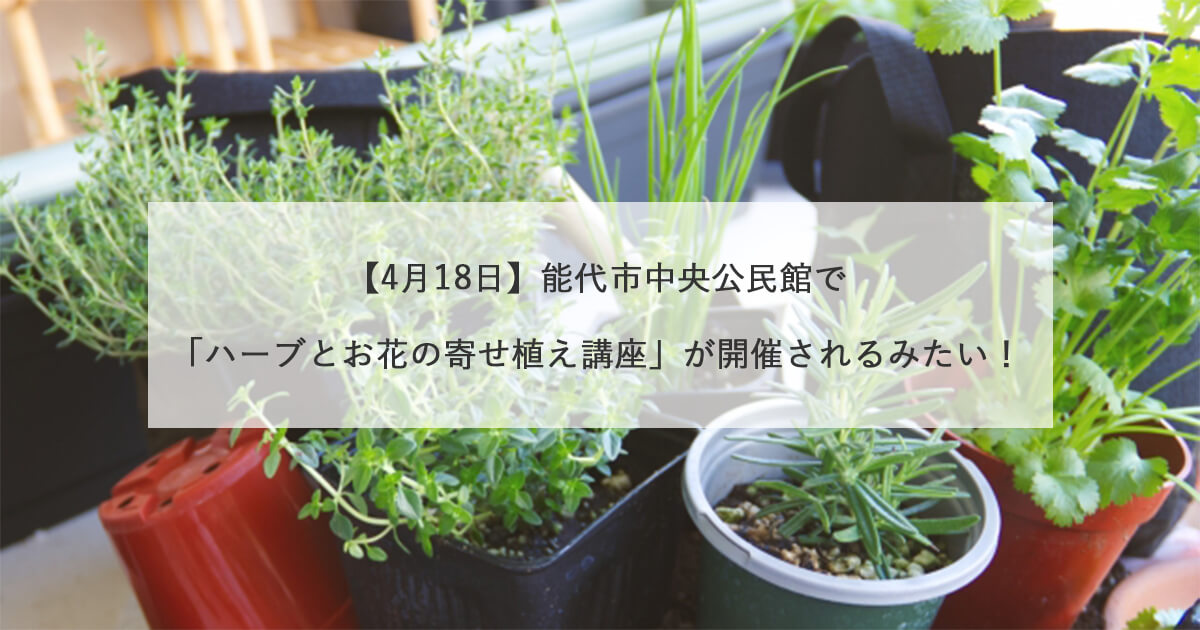 【4月18日】能代市中央公民館で「ハーブとお花の寄せ植え講座」が開催されるみたい！