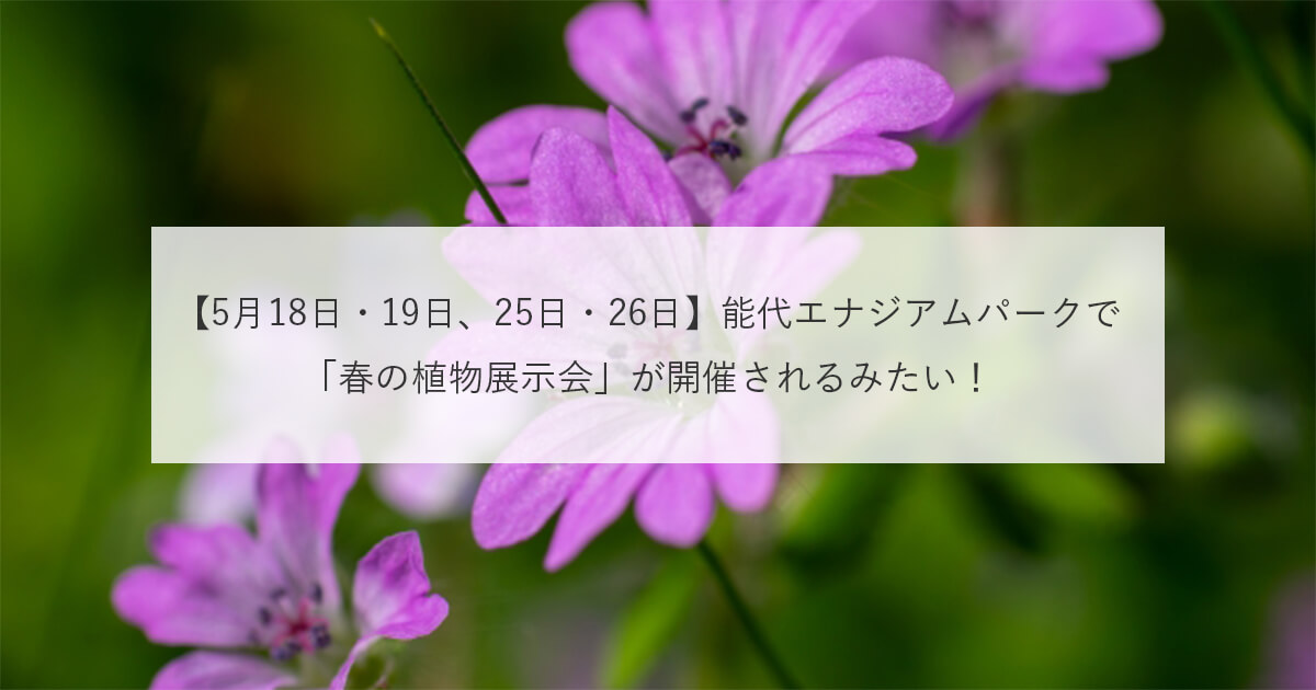 【5月18日・19日、25日・26日】能代エナジアムパークで「春の植物展示会」が開催されるみたい！