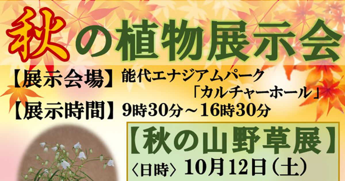 【10月12日〜13日、26日〜27日、11月2日〜4日】能代エナジアムパークで「秋の植物展示会」が開催されるみたい！